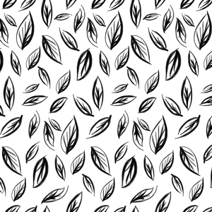 Seamlees Hand Drawn Leaves, on White Background, Ready for Textile Prints.