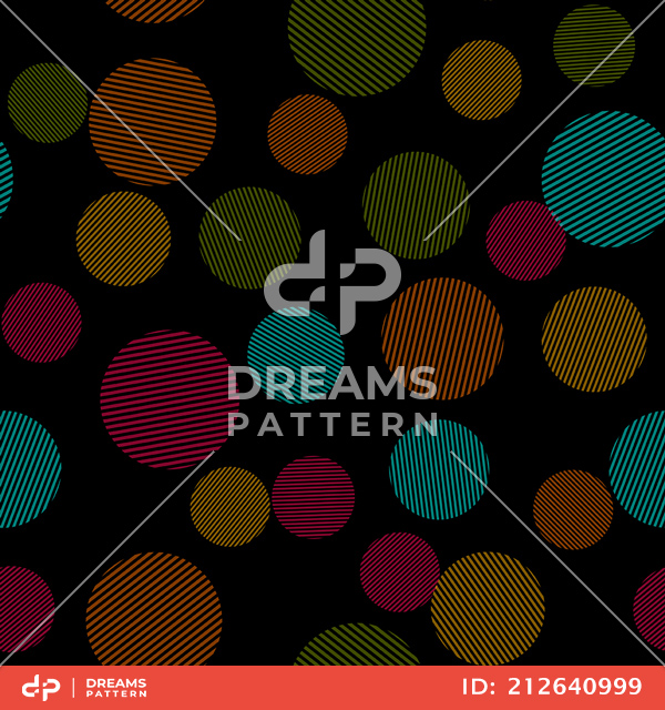 Seamless Pattern of Lined Colorful Circles, Design Ready for Textile Prints.