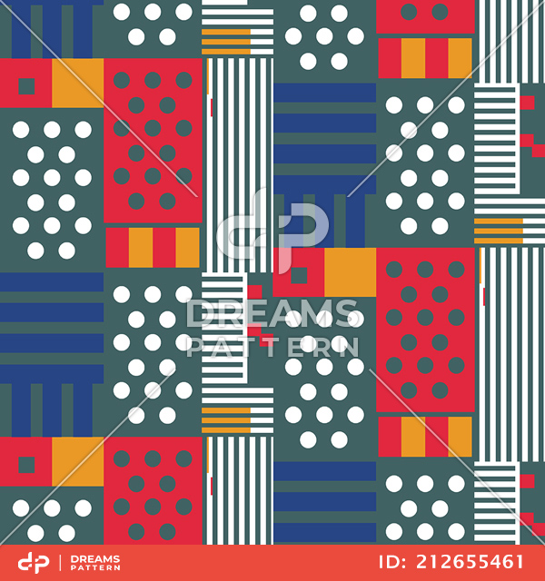 Seamless Stripes and Dots, Colored Mixed Pattern Ready for Textile Prints.