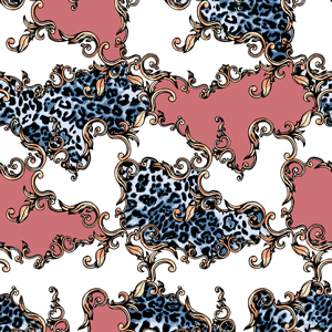 Leopard Skin and Baroque, Seamless Colored Pattern Patch for Textile Print.