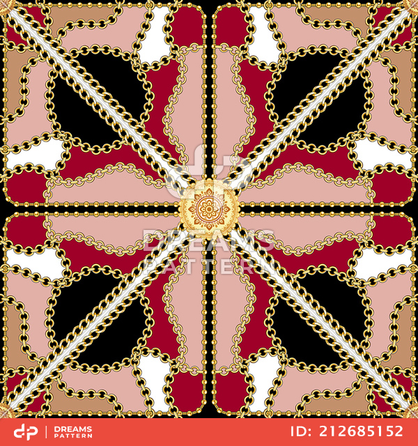 Seamless Golden Chains Pattern, on Colored Background. Ready for Textile Print.