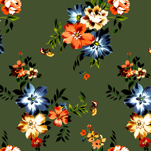 Seamless Colored Flowers, Repeat Retro Style Floral, Vintage Pattern for Textile.