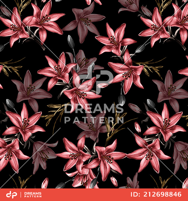 Seamless Floral Pattern with Leaves, Colorful Flowers Design Ready for Textile Prints.