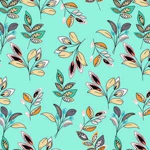 Beautiful Hand Drawn Leaves, Seamless Colorful Pattern Ready for Textile Print.