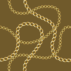 Seamless Pattern with Golden Chains on Khaki Background.