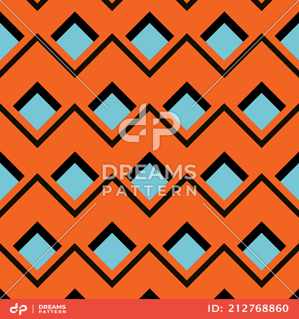 Seamless Abstract Geometric Design. Repeated Zigzag Pattern with Diamonds Ready for Textile Prints.