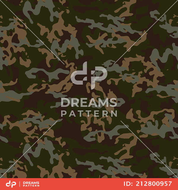 Seamless Army Camouflage, Colored Military Background Ready for Textile Prints.