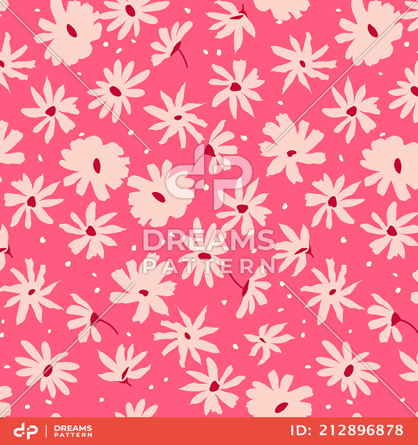 Seamless Spring Floral Daisy Pattern, Colorful Design Ready for Textile Prints.