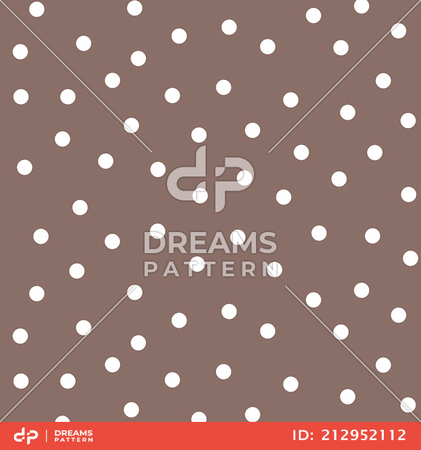 Seamless Pattern with Small White Polka Dots on Dark Brown Background.