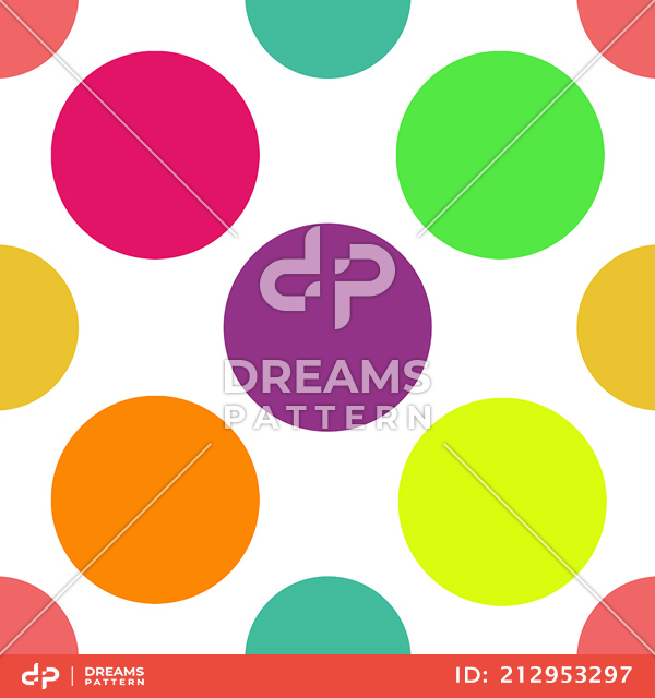 Seamless Pattern of Big Colorful Circles, Polka Dots Design Ready for Textile Prints.