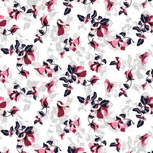 Trendy Seamless Pattern with Flowers on White Background, Ready for Textile Prints.