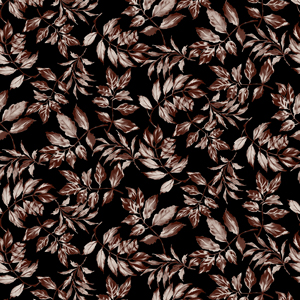 Seamless Leaves Pattern on Black Background, Modern Style Ready for Textile Prints.
