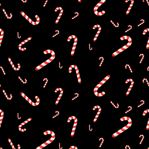 Seamless Pattern of Christmas Candy on Black Ready for Textile Prints.