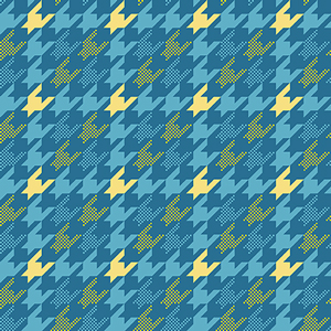 Seamless Checkered Pattern. Classical Hounds Tooth Print on Blue Background.