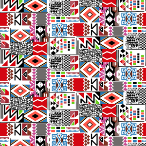 Seamless Pattern of Ethnic and Tribal Motifs Designed for Textile Prints.