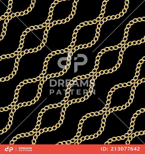 Seamless Pattern of Golden Chains. Curved Waves, Designed with diagonal form.