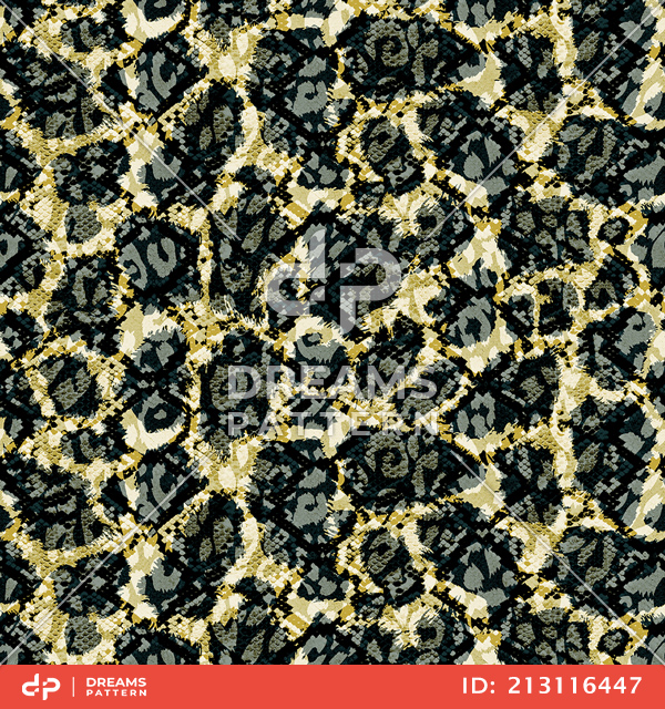 Abstract Texture Pattern, Seamless Mix Snake and Leopard Skin Pattern.