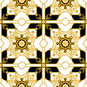 Seamless Luxury Pattern of Golden Chains and Baroque, Antique Decorative Design.