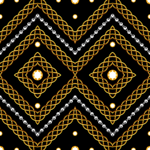 Seamless Symmetric Pattern of Golden Baroque with Chains, Ready for Textile Prints.