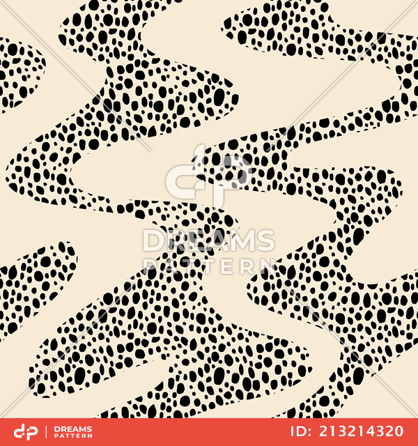 Seamless Modern Abstract Pattern, Curved lines with Small Circles Ready for Textile Prints.