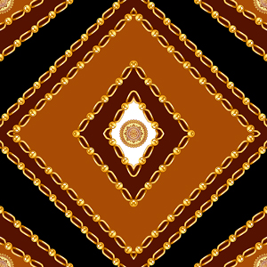 Seamless Golden Chains Pattern, on Dark Brown Background. Ready for Textile Print.