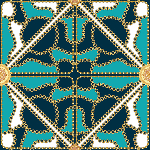 Seamless Golden Chains Pattern, on Turquoise Background. Ready for Textile Print.