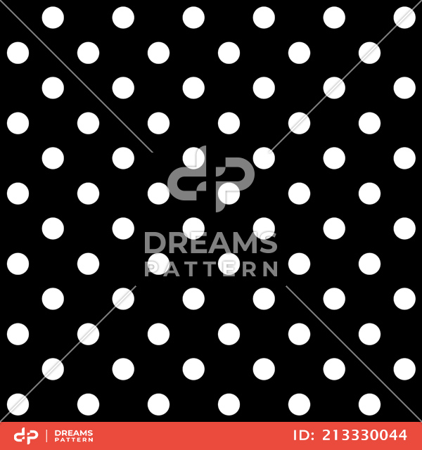 Seamless Pattern with White Polka Dots on Black, Ready for Textile Prints.