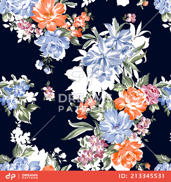 Seamless Gentle Summer Floral Pattern in Vintage Style, Ready for Textile Prints.