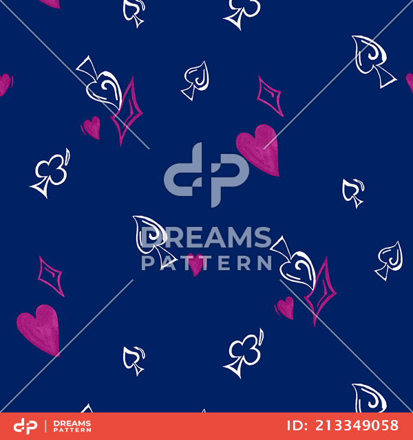 Seamless Pattern of Playing Cards Icons. Repeated Design for Textile Prints.