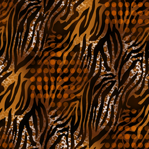 Seamless Tiger and Zebra Skin Pattern, Wild Dark Brown Repeating Texture with Dots.