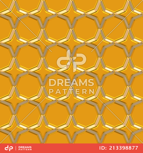 Luxury Golden Geometric Pattern, Seamless 3D Rendering Texture Ready for Textile Prints.