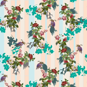 Seamless Little Floral Pattern with Striped Background, Ready for Textile Prints.