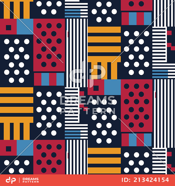 Seamless Stripes and Dots, Colored Mixed Pattern Ready for Textile Prints.