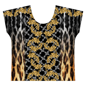Golden Baroque with Colored Leopard Skin Ready for Textile Prints.
