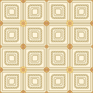 Seamless Golden Chains Pattern, on Beige Background. Ready for Textile Print.