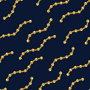 Seamless Golden Chains, Luxury Pattern on Dark Blue Background.