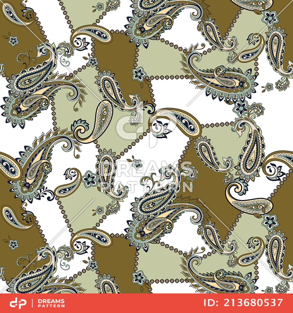 Seamless Colored Paisley Pattern, Patch for Print, Fabric, Textile Design.