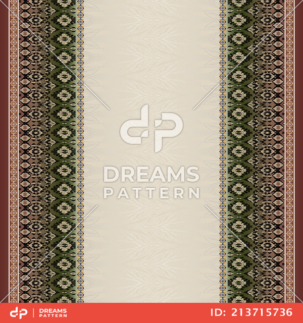 Ethnic Pattern with Leaves, Long Dress Design Seamless by One Side Ready for Textile Prints.