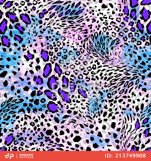 Seamless Wild Skin Pattern. Mix of Tiger, Jaguar and Leopard Print Ready for Textile.