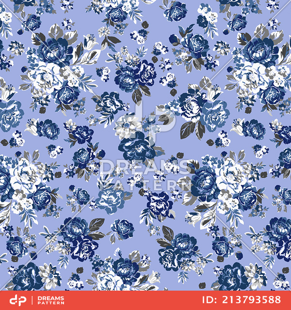 Watercolor Illustration Seamless Flowers Pattern. Ready for Textile Prints.