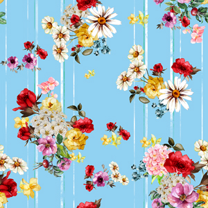 Seamless Floral Pattern with Lines, Pretty Flowers Bouquet Designed for Textile Prints.