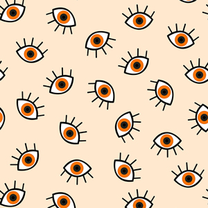 Seamless Eyes Pattern on Beige Background, Geometric Design Ready for Textile Prints.