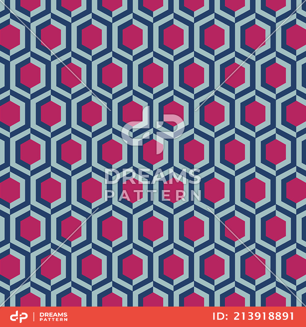 Seamless Abstract Geometric Design of Hexagen Shapes. Repeated Pattern for Textile Prints.