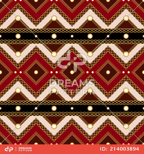 Seamless Symmetric Pattern of Golden Baroque with Motifs, Ready for Textile Prints.