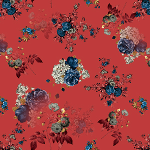 Seamless Spring Flowers and Leaves. Botanical Pattern, on Coral Background.