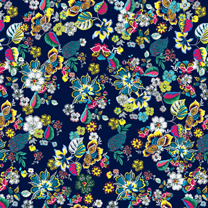 Seamless Colored Floral Pattern with Leaves. Small Flowers Design Ready for Textile Prints.