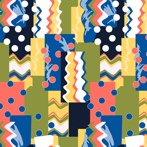 Seamless Modern Abstract Pattern, Colorful Squares and Circles Ready for Textile Prints.