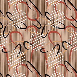 Seamless Modern Abstract Pattern, Colored Curves with Dots on Lined Background.