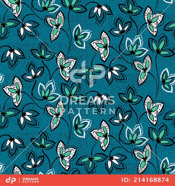 Seamless Floral Pattern in Sketched Outline Style. Hand Drawn Design for Prints.