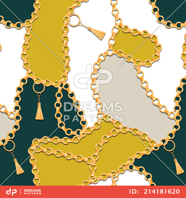 Seamless Golden Chains Pattern with Colored Background. Ready for Textile Print.